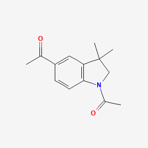 molecular formula C14H17NO2 B8277336 1-(1-acetyl-3,3-dimethyl-2H-indol-5-yl)ethanone 