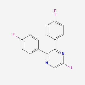 molecular formula C16H9F2IN2 B8277382 2,3-Bis(4-fluorophenyl)-5-iodopyrazine 