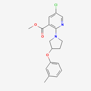 molecular formula C18H19ClN2O3 B8277403 Methyl 5-chloro-2-(3-(m-tolyloxy)pyrrolidin-1-yl)nicotinate 