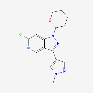 molecular formula C15H16ClN5O B8277475 6-chloro-3-(1-methyl-1H-pyrazol-4-yl)-1-(tetrahydro-2H-pyran-2-yl)-1H-pyrazolo[4,3-c]pyridine 
