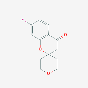 molecular formula C13H13FO3 B8277515 7-Fluoro-3,4-dihydrospiro[1-benzopyran-2,4'-oxane]-4-one 