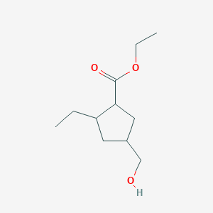 Ethyl 2-ethyl-4-(hydroxymethyl)cyclopentanecarboxylate