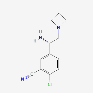 molecular formula C12H14ClN3 B8277569 (S)-5-(1-Amino-2-(azetidin-1-yl)ethyl)-2-chlorobenzonitrile 