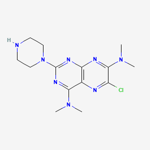 molecular formula C14H21ClN8 B8277715 4,7-Pteridinediamine, 6-chloro-N,N,N',N'-tetramethyl-2-(1-piperazinyl)- CAS No. 96801-76-2