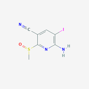 molecular formula C7H6IN3OS B8277745 6-Amino-5-iodo-2-(methylsulfinyl)nicotinonitrile 