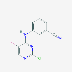molecular formula C11H6ClFN4 B8277767 2-chloro-N4-(3-cyanophenyl)-5-fluoro-4-pyrimidineamine 