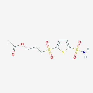 molecular formula C9H13NO6S3 B8277831 5-(3-Acetyloxypropanesulfonyl)thiophene-2-sulfonamide CAS No. 104438-04-2