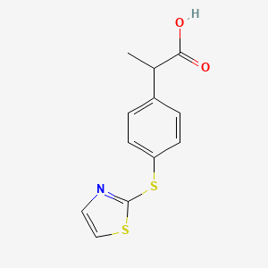 molecular formula C12H11NO2S2 B8277836 2-[4-(2-Thiazolylthio)phenyl]propionic acid 
