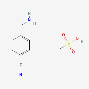 molecular formula C9H12N2O3S B8278262 4-(Aminomethyl)benzonitrile;methanesulfonic acid 