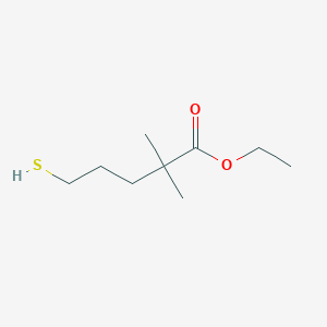 molecular formula C9H18O2S B8278318 5-Mercapto-2,2-dimethylpentanoic acid ethyl ester 