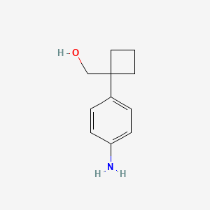 molecular formula C11H15NO B8278338 [(4-Aminophenyl)cyclobutyl]methane-1-ol 