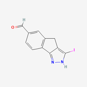 molecular formula C11H7IN2O B8278350 3-Iodo-1,4-dihydroindeno[1,2-c]pyrazole-6-carbaldehyde 