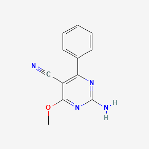 molecular formula C12H10N4O B8278494 2-Amino-4-methoxy-6-phenyl-pyrimidine-5-carbonitrile 