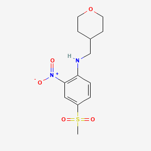 molecular formula C13H18N2O5S B8278551 4-(Methylsulfonyl)-2-nitro-N-(tetrahydro-2H-Pyran-4-ylmethyl)aniline 
