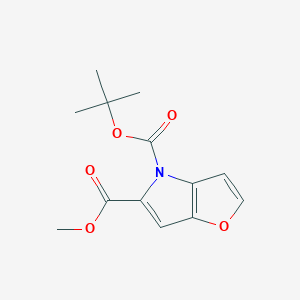 molecular formula C13H15NO5 B8278575 4-tert-butoxycarbonyl-4H-furo[3,2-b]pyrrole-5-carboxylic acid methyl ester 