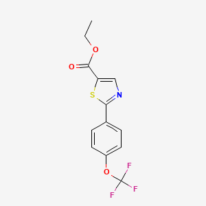 molecular formula C13H10F3NO3S B8278822 2-(4-Trifluoromethoxy-phenyl)-thiazole-5-carboxylic acid ethyl ester CAS No. 886369-45-5