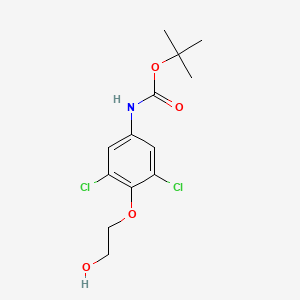 molecular formula C13H17Cl2NO4 B8278873 [3,5-Dichloro-4-(2-hydroxy-ethoxy)-phenyl]-carbamic acid tert-butyl ester 