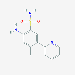 molecular formula C12H13N3O2S B8278924 2-Amino-4-methyl-5-(2-pyridyl)-1-benzenesulfonamide 