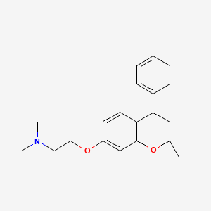 molecular formula C21H27NO2 B8278970 2-((3,4-Dihydro-2,2-dimethyl-4-phenyl-2H-1-benzopyran-7-yl)oxy)-N,N-dimethylethanamine CAS No. 147241-81-4