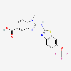 molecular formula C17H11F3N4O3S B8278975 1-Methyl-2-(6-trifluoromethoxy-benzothiazol-2-ylamino)-1H-benzoimidazole-5-carboxylic acid 