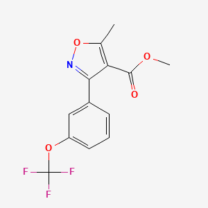 molecular formula C13H10F3NO4 B8278996 Methyl-5-methyl-3-(3-(trifluoromethoxy)phenyl)isoxazol-4-carboxylate 