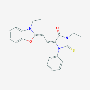 molecular formula C22H21N3O2S B082790 4-Imidazolidinone, 3-ethyl-5-[(3-ethyl-2(3H)-benzoxazolylidene)ethylidene]-1-phenyl-2-thioxo- CAS No. 13033-91-5