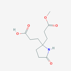 molecular formula C11H17NO5 B8279008 5-Oxo-2,2-pyrrolidinedipropanoic acid monomethyl ester 