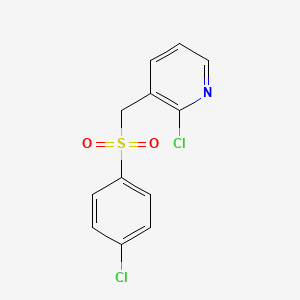 molecular formula C12H9Cl2NO2S B8279016 2-Chloro-3-(4-chlorophenylsulfonylmethyl)pyridine 
