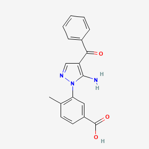 molecular formula C18H15N3O3 B8279028 3-(5-amino-4-benzoyl-pyrazol-1-yl)-4-methyl-benzoic Acid 