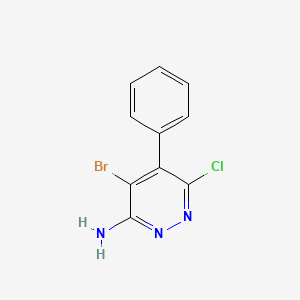 molecular formula C10H7BrClN3 B8279035 4-Bromo-6-chloro-5-phenylpyridazin-3-amine 