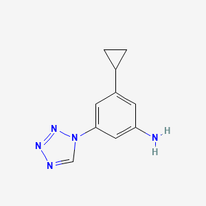 molecular formula C10H11N5 B8279061 3-Cyclopropyl-5-(1h-tetrazol-1-yl)benzenamine 