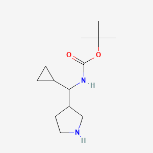 molecular formula C13H24N2O2 B8279303 3-(1-(BOC-amino)-1-cyclopropyl-methyl)pyrrolidine 