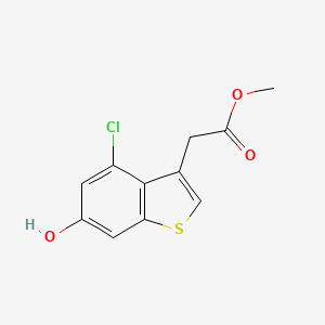 molecular formula C11H9ClO3S B8279314 Methyl(4-chloro-6-hydroxy-1-benzothiophen-3-yl)acetate 