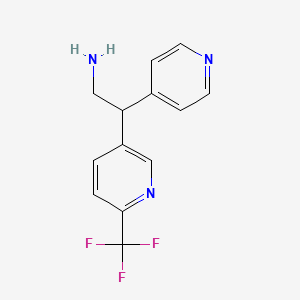 molecular formula C13H12F3N3 B8279406 2-(Pyridin-4-yl)-2-(6-(trifluoromethyl)pyridin-3-yl)ethanamine 