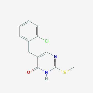 molecular formula C12H11ClN2OS B8279468 2-Methylthio-5-(2-chlorobenzyl)pyrimid-4-one 
