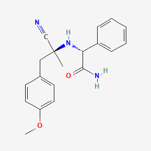 molecular formula C19H21N3O2 B8279517 (R)-2-(((S)-2-Cyano-1-(4-methoxyphenyl)propan-2-yl)amino)-2-phenylacetamide CAS No. 1299492-07-1