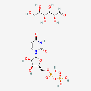 molecular formula C15H26N2O18P2 B8279543 [(2R,3S,4R,5R)-5-(2,4-dioxopyrimidin-1-yl)-3,4-dihydroxyoxolan-2-yl]methyl phosphono hydrogen phosphate;(2R,3S,4R,5R)-2,3,4,5,6-pentahydroxyhexanal 