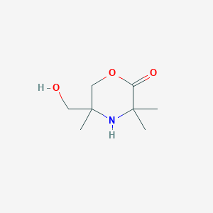 molecular formula C8H15NO3 B8279660 3,3,5-Trimethyl-5-hydroxymethylmorpholin-2-one 