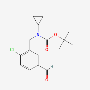 molecular formula C16H20ClNO3 B8279740 (2-Chloro-5-formyl-benzyl)-cyclopropyl-carbamic Acid tert-butyl Ester 