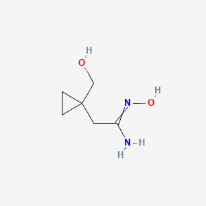 molecular formula C6H12N2O2 B8279745 N'-Hydroxy-2-[1-(hydroxymethyl)cyclopropyl]ethanimidamide 