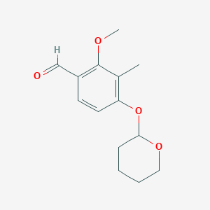 molecular formula C14H18O4 B8279770 2-Methoxy-3-methyl-4-(tetrahydro-2H-pyran-2-yloxy)benzaldehyde 
