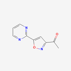 molecular formula C9H7N3O2 B8279775 2-(3-(1-Oxo-ethyl)-isoxazol-5-yl)-pyrimidine 