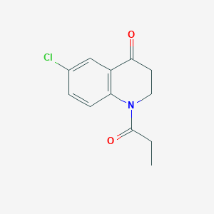 molecular formula C12H12ClNO2 B8279782 6-Chloro-4-oxo-1-propionyl-1,2,3,4-tetrahydroquinoline 