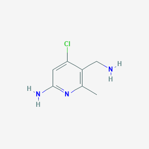 molecular formula C7H10ClN3 B8279810 5-(Aminomethyl)-4-chloro-6-methylpyridin-2-amine 