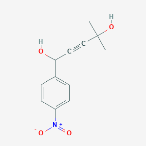 molecular formula C12H13NO4 B8279843 4-Methyl-1-(4-nitrophenyl)pent-2-yne-1,4-diol 