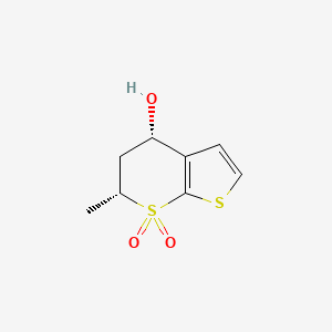 molecular formula C8H10O3S2 B8279844 4beta-Hydroxy-6beta-methyl-5,6-dihydro-4H-thieno[2,3-b]thiopyran 7,7-dioxide 