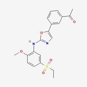 molecular formula C20H20N2O5S B8279941 1-[3-(2-{[5-(Ethylsulfonyl)-2-methoxyphenyl]amino}-1,3-oxazol-5-yl)phenyl]ethanone 