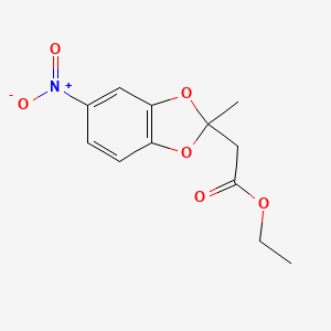 molecular formula C12H13NO6 B8279950 Ethyl(2-methyl-5-nitro-1,3-benzodioxol-2-yl)-acetate 