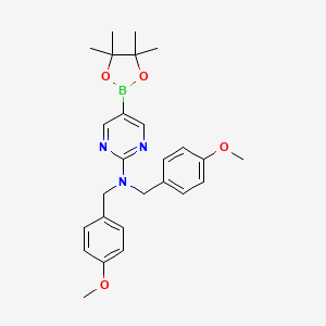 molecular formula C26H32BN3O4 B8279984 N,N-Bis(4-methoxybenzyl)-5-(4,4,5,5-tetramethyl-1,3,2-dioxaborolan-2-yl)pyrimidin-2-amine CAS No. 1007206-28-1