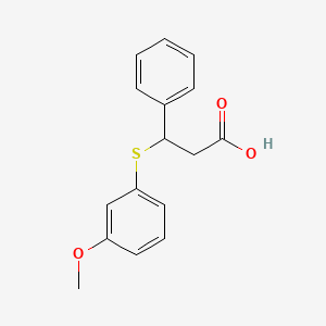 molecular formula C16H16O3S B8280079 3-Phenyl-3-(3-methoxyphenylmercapto)propionic acid 
